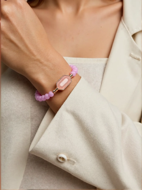 New Natural Rose Quartz Crystal Bracelet 4mm Pink Chalcedony Beads Women's Handmade Crystal Bracelet - Image 2