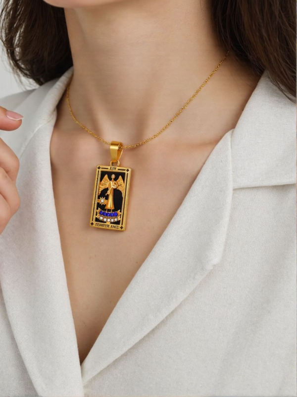 Vintage Rectangular Oil Drop Zircon Tarot Pendant Clavicle Chain - Image 2