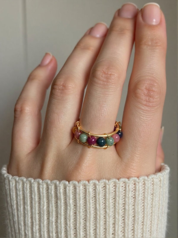 Wirewound Handmade Natural Tourmaline Ring - Image 2