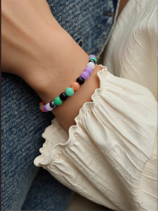 Natural Stone Beaded Bracelet 8mm Gradient Color Elastic Bracelet Couple Bracelet Jewelry - Image 2