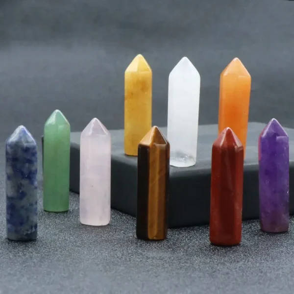 Hexagonal column natural semi-precious stone single-pointed hexagonal column without hole 8x30 bullet DIY accessories - Image 5
