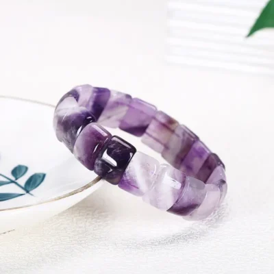 Hot sale 10*14mm natural crystal jewelry purple polished single loop crystal beaded bracelet