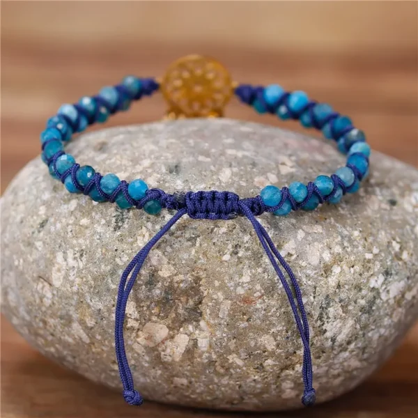 Bohemian Dreamcatcher Charm Apatite Double Braided Crystal Gemstone Bracelet - Image 3