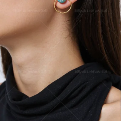 Natural Sky Blue Copper Turquoise Earring Pair Gold Plated Push Back Butterfly Style Stud Earrings