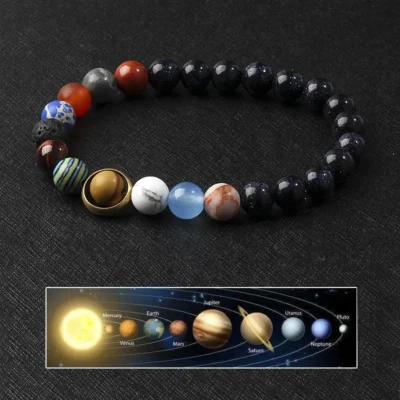 Natural crystal elastic solar system universe starry sky bracelet
