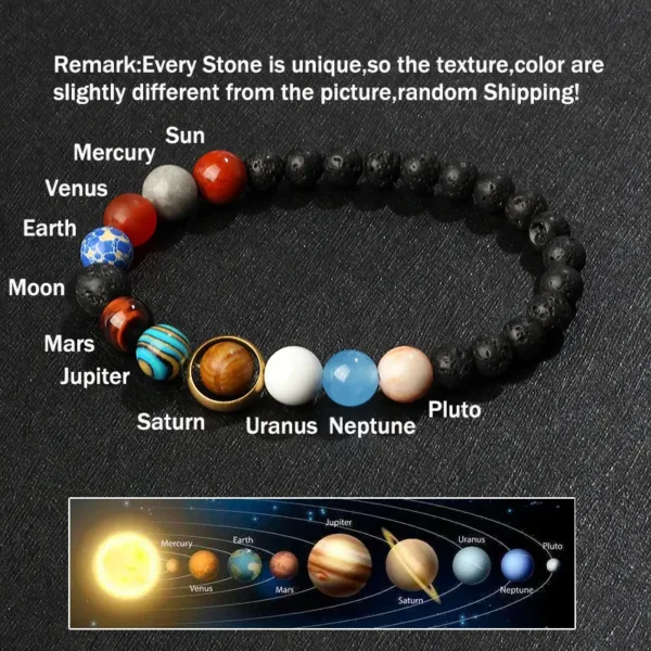 Natural crystal elastic solar system universe starry sky bracelet - Image 3